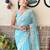 blue floral embroidered saree