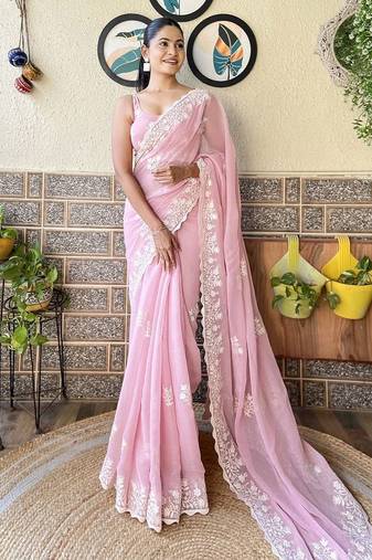 pink ombre pure cotton banarasi saree