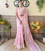 pink ombre pure cotton banarasi saree
