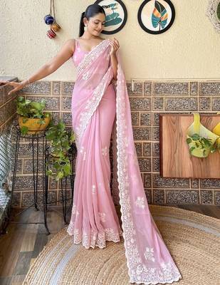 pink ombre pure cotton banarasi saree 2