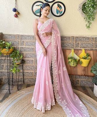 pink ombre pure cotton banarasi saree 3