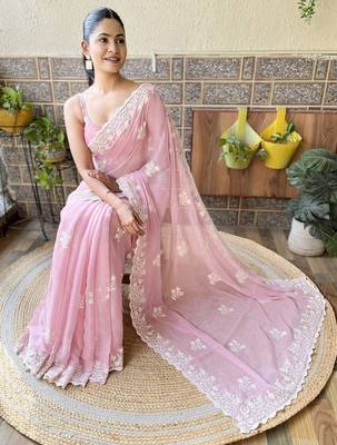 pink ombre pure cotton banarasi saree 4