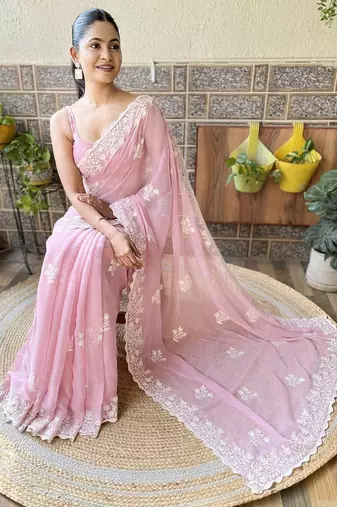 pink ombre pure cotton banarasi saree