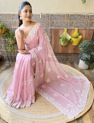 pink ombre pure cotton banarasi saree 5