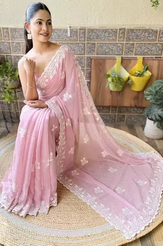 pink ombre pure cotton banarasi saree