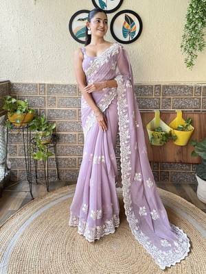 purple floral embroidered saree 2