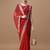 red geometric printed embroidered detail saree