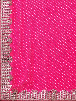 pink pink geometric printed bandhani saree 5
