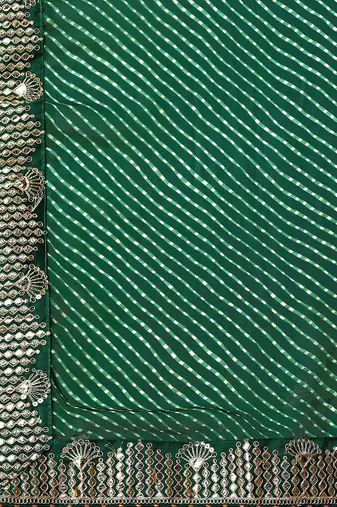 green green geometric printed bandhani saree
