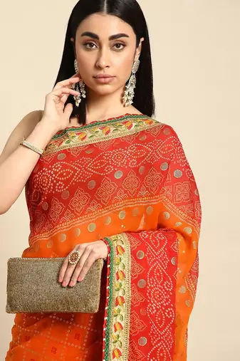 Olive embellished sequinned tissue saree