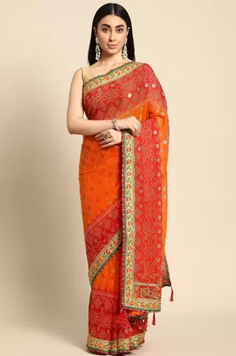 Olive embellished sequinned tissue saree
