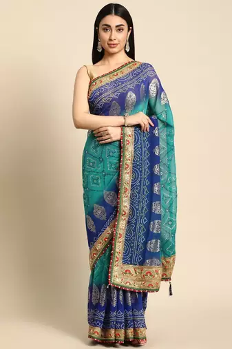 pink ombre pure cotton banarasi saree