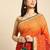 orange gotta patti poly georgette bandhani saree