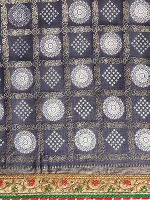 navy_blue zari poly georgette bandhani saree 4