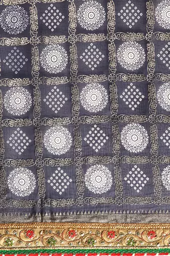 navy_blue zari poly georgette bandhani saree