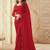red red striped embroidered saree