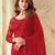 red red striped embroidered saree