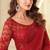 red red striped embroidered saree