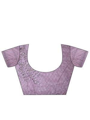 pink pink embellished sequinned georgette saree 5
