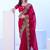 red floral sequinned satin saree