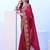 red floral sequinned satin saree
