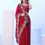 red floral sequinned satin saree