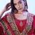 red floral sequinned satin saree