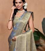 peach printed pure cotton banarasi saree