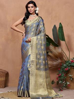 peach printed pure cotton banarasi saree 2