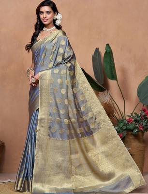 peach printed pure cotton banarasi saree 3
