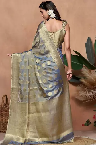 peach printed pure cotton banarasi saree