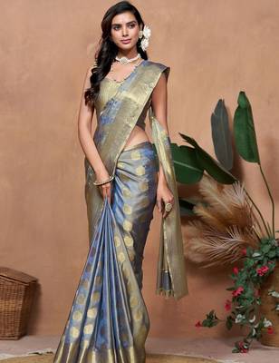 peach printed pure cotton banarasi saree 5