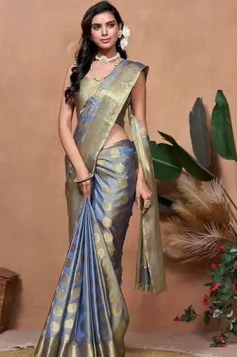 peach printed pure cotton banarasi saree