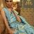 blue blue & gold-toned floral zari silk blend banarasi saree