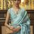 blue blue & gold-toned floral zari silk blend banarasi saree