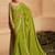 green green & white leheriya embroidered pure georgette saree