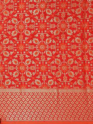 red red & gold-toned ethnic motifs zari silk blend patola saree 4
