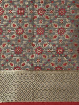 grey grey & maroon ethnic motifs zari silk blend patola saree 4