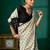 off_white off white & black geometric block print saree