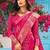 pink bandhani printed zari sungudi saree