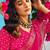 pink bandhani printed zari sungudi saree