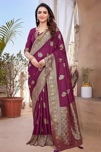 yellow woven design pure cotton banarasi saree