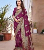 yellow woven design pure cotton banarasi saree