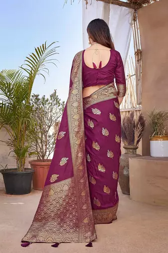yellow woven design pure cotton banarasi saree