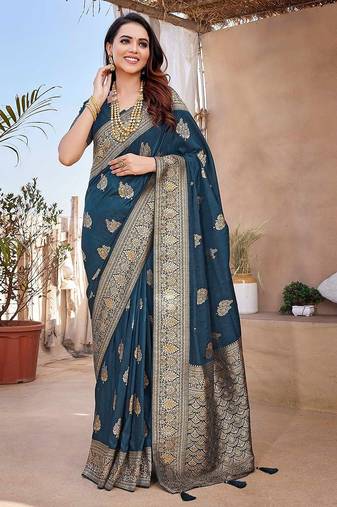Magenta embellished mirror work organza saree