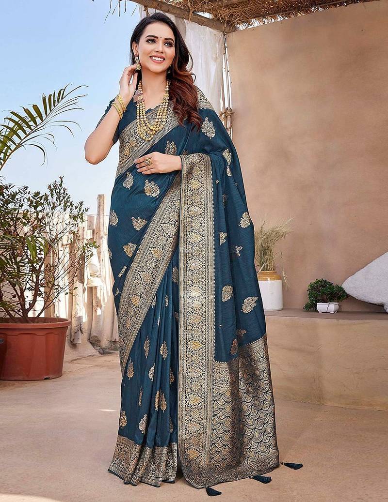 Magenta embellished mirror work organza saree