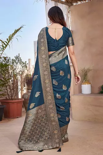 Magenta embellished mirror work organza saree