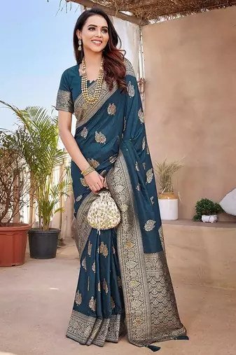 Magenta embellished mirror work organza saree