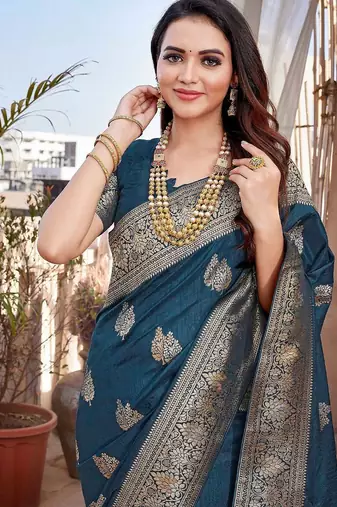 Magenta embellished mirror work organza saree