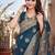 Magenta embellished mirror work organza saree
